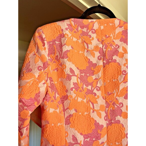 NWT ASOS LUXE Floral Jacquard Plunge Blazer Dress Chiffon Sash Cuffs Sz 8 - Picture 10 of 16